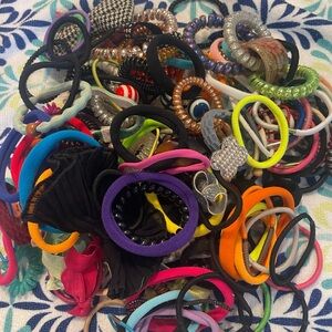 146 Assorted Colorful Hair Tie & Elastic Band Lot